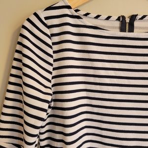 Green Envelope Striped Blouse, White + Black, Small
